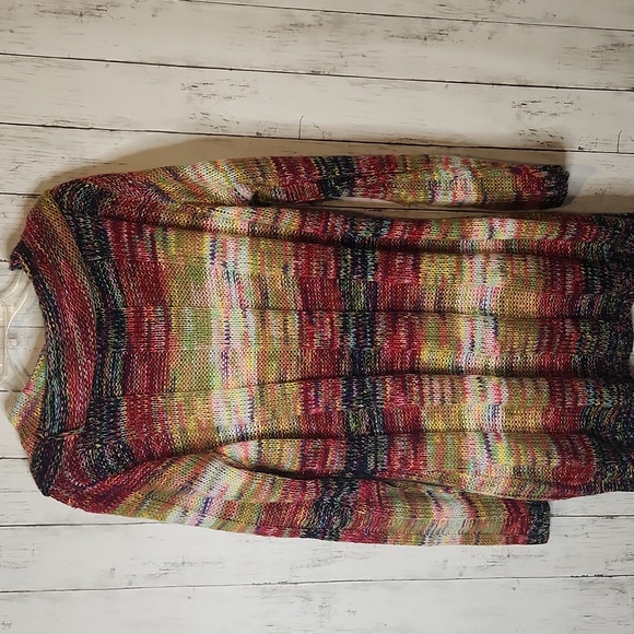 🎅Ultra Flirt Vibrant Multicolor Cowl Neck Sweater 1X - Picture 6 of 6